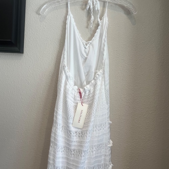 New SOLITAIRE White Crochet Knit Maxi Dress Lightweight Halter 100% Cotton NWT - Picture 7 of 7